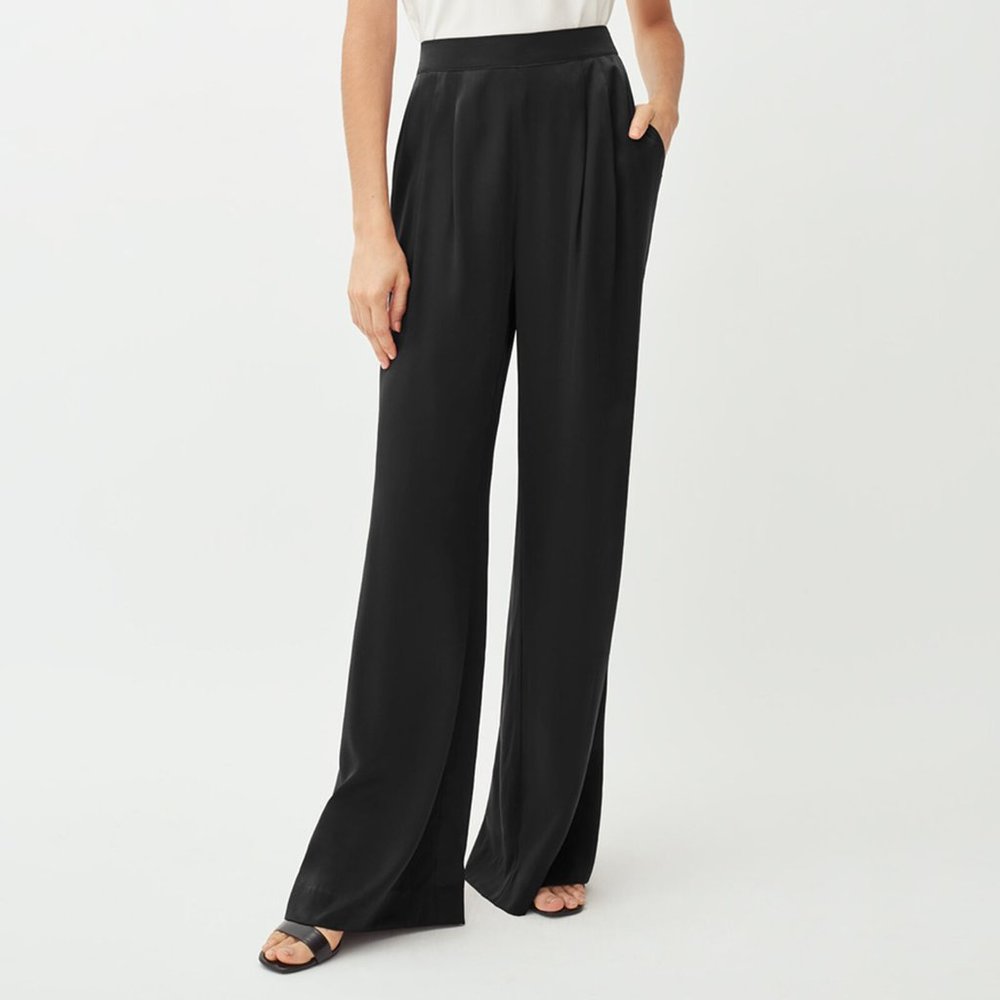 Washable Charmeuse Wide-Leg Pant